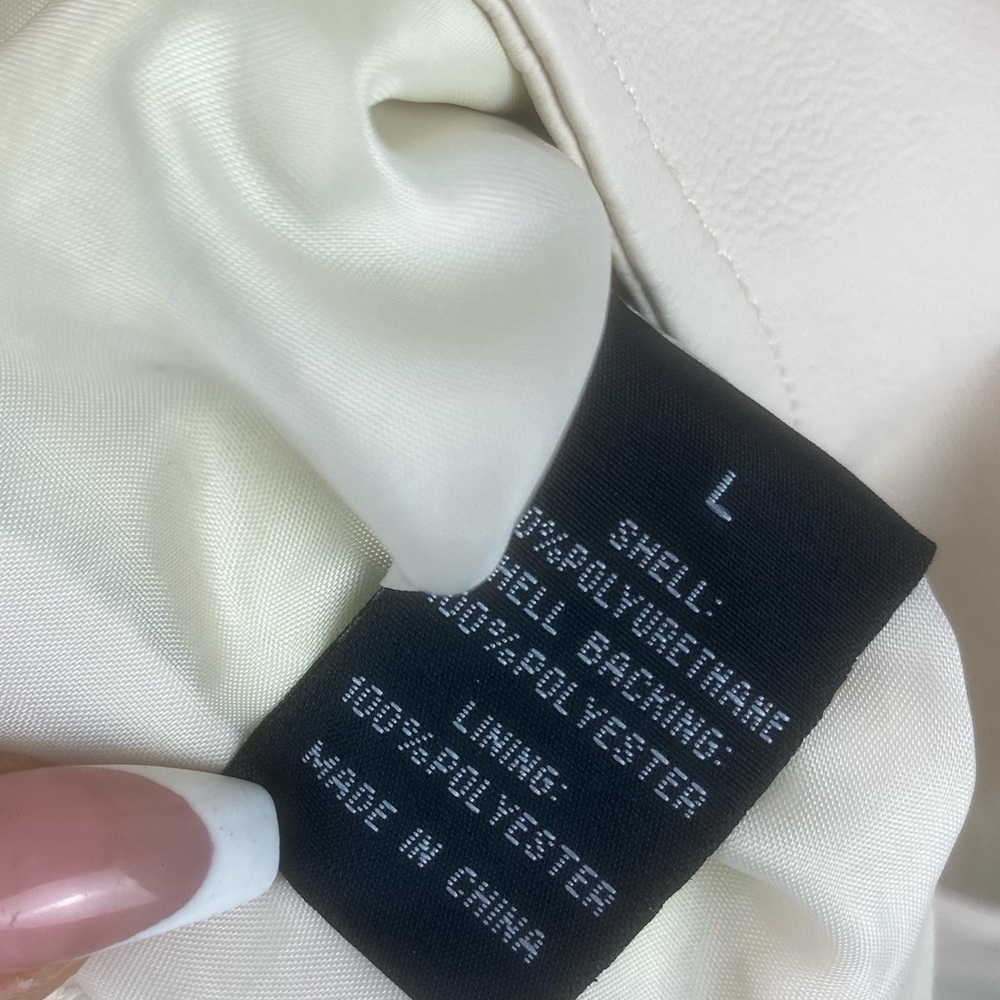 Baccini Faux Leather Cream Zip Up Jacket NWT Large - Picture 4 of 4
